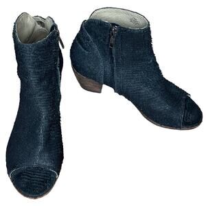 Matisse Folk Ankle Boots Booties Peep Toe Black Scaled Leather Size 7.5